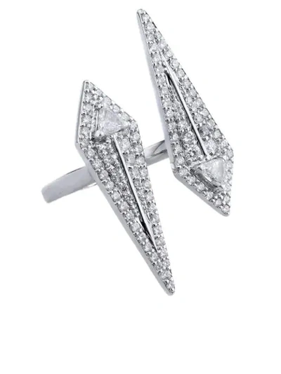 Alessa 18kt White Gold Diamond Arrow Ring In Silver