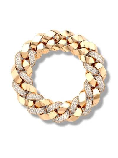Pragnell 18kt Yellow Gold Diamond Cuba Small Chain Bracelet In White