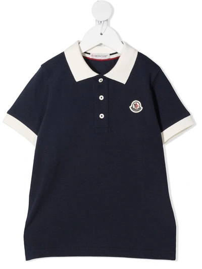 Moncler Kids' Logo-patch Short-sleeved Polo Shirt In Blue
