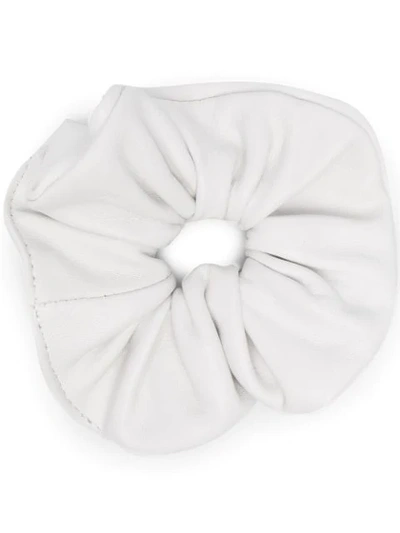 Manokhi Elasticated Leather Scrunchie In White