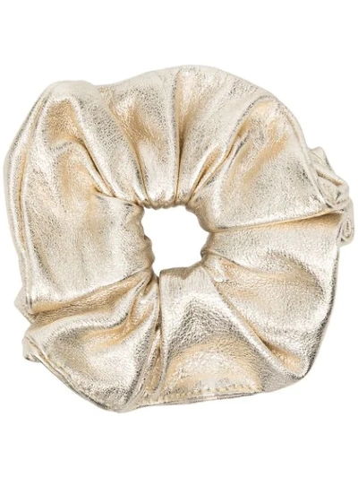 Manokhi Metallic Leather Scrunchie In Gold