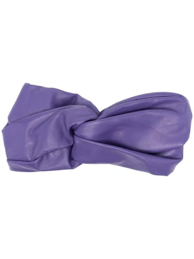 Manokhi Knotted Leather Headband In Purple