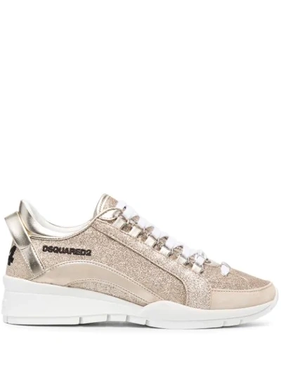 Dsquared2 551 Glitter Platinum Sneaker In Gold