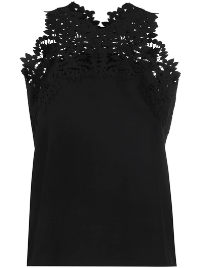 Ermanno Scervino Black Top With Cutwork Embroidery