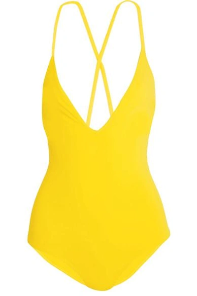 Emma Pake Antonia Lace-up Swimsuit In Bright Yellow