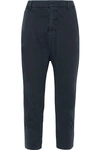 Nili Lotan Paris Cropped Cotton-blend Twill Pants In Dark Navy