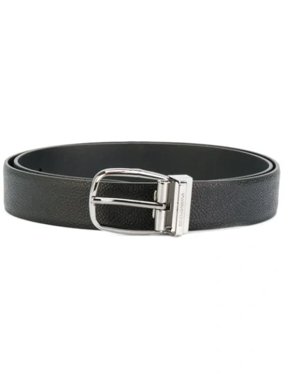 Dolce & Gabbana Grained-leather Belt In Black