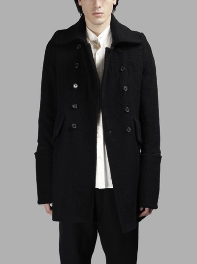 Ann Demeulemeester Double Breasted Wool Boucle Coat In Black