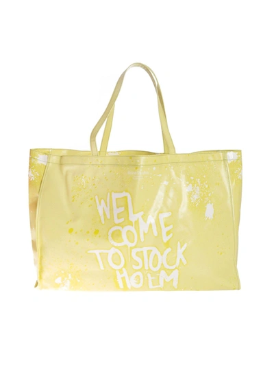 Acne Studios Graffiti Shopping Bag In Yellow
