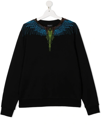 Marcelo Burlon County Of Milan Kids' Wings-print Rib-trimmed Sweatshirt In Black