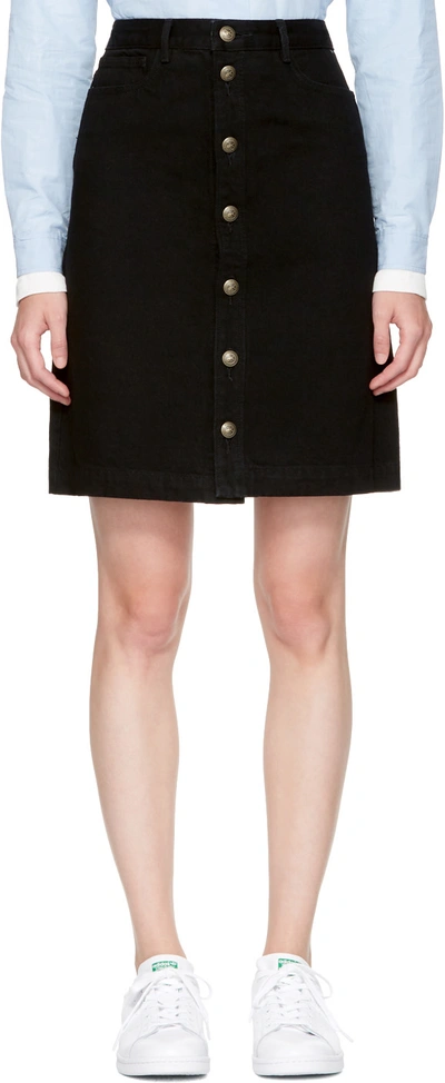 Apc Therese Button-up Denim Mini Skirt In Eoir