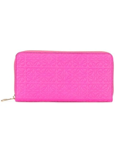 Loewe Embossed Leather Wallet In Pink