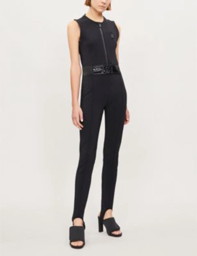 Moncler Belted Shell Jumpsuit In Black