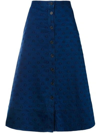 Chinti & Parker Star Embroidered Denim Skirt