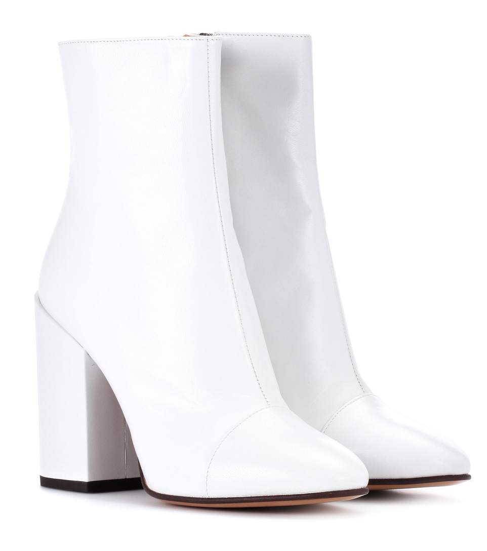 Dries Van Noten Glittered Fabric Blockheel Bootie, White ModeSens