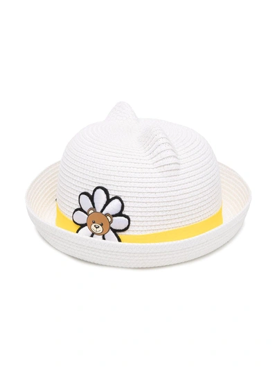 Moschino Babies' Teddy Floral Sun Hat In White