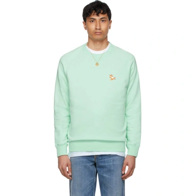 Maison Kitsuné Chillax Fox-patch Striped Jersey Sweatshirt In Mint