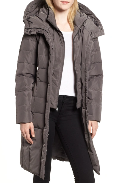 Cole Haan Signature Cole Haan Bib Insert Down & Feather Fill Coat In Carbon
