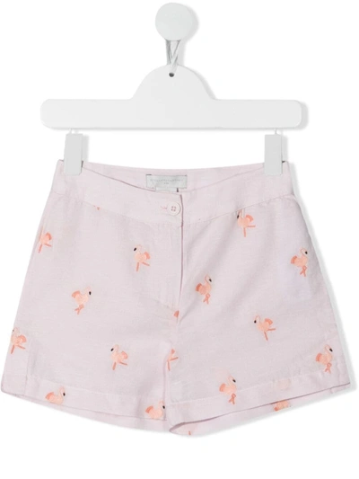 Stella Mccartney Kids' Pink Linen-cotton Blend Shorts In Glicine