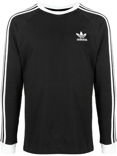 Adidas Originals Adicolor Three Stripe Long Sleeve T-shirt In Black