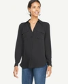 Ann Taylor Tall Camp Shirt In Black