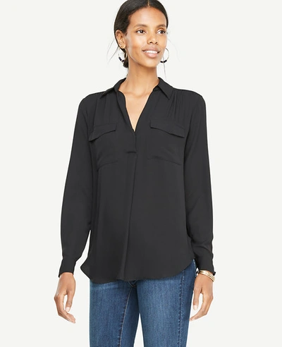 Ann Taylor Tall Camp Shirt In Black