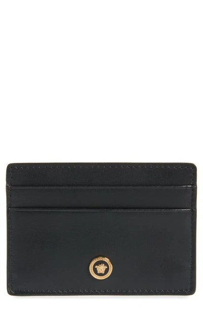 Versace Medusa Head Leather Card Case In Black