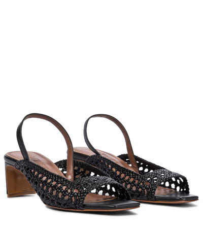 Souliers Martinez Palmera Leather Slingback Sandals In Black