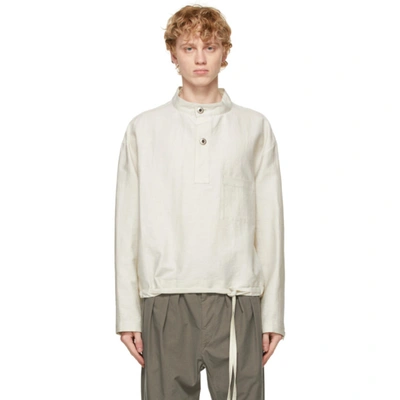 Lemaire Mock Neck Long-sleeved Shirt In 011 Silver Birch