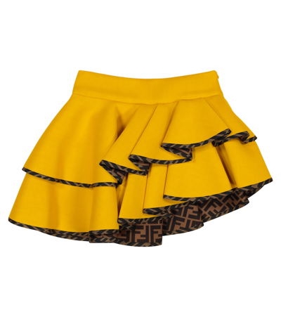 Fendi Kids' Asymmetrical Neoprene Skirt In Yellow