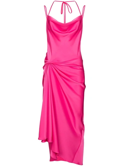 16arlington Medina Crossover-strap Satin Slip Dress In Pink