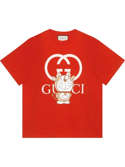 Gucci X Doraemon Logo-print T-shirt In Red