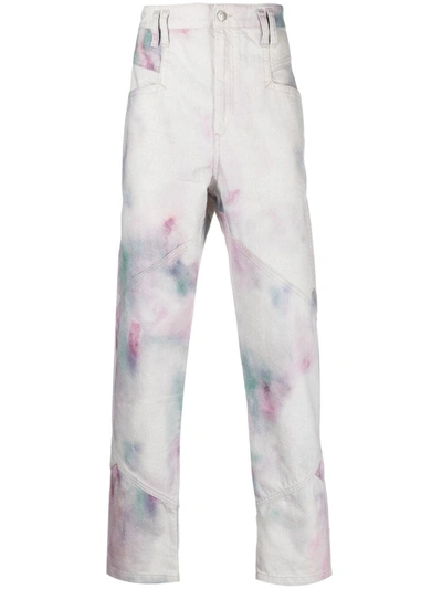 Isabel Marant Kanh Slim-fit Tie-dyed Stretch-denim Jeans In White