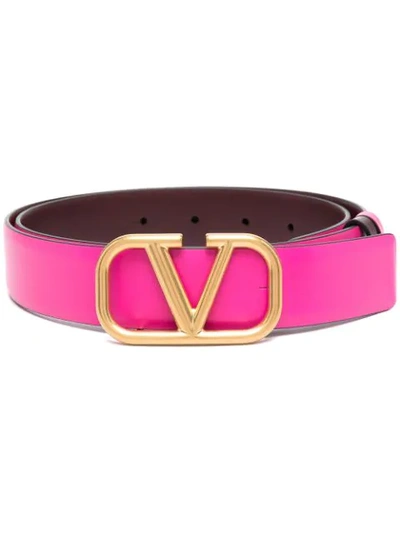Valentino Garavani Logo-plaque Buckle Belt In Pink