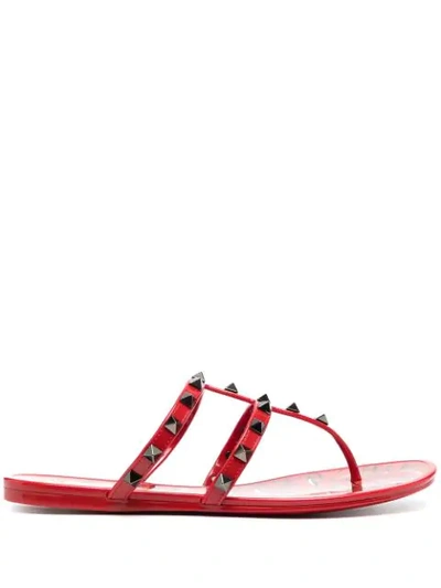 Valentino Garavani Rockstud Thong-strap Sandals In Red