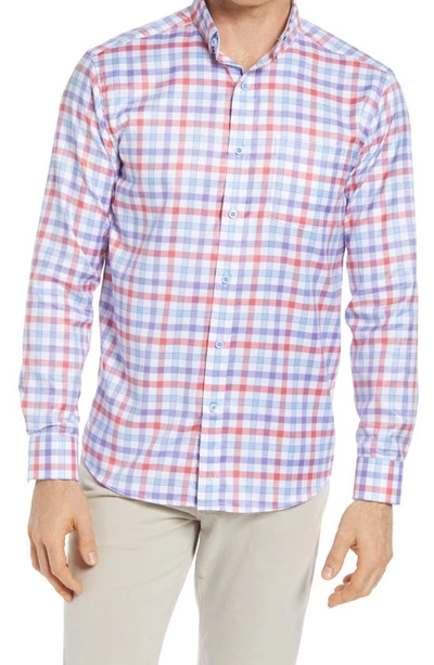 Johnston & Murphy Gingham Button-up Shirt In Coral