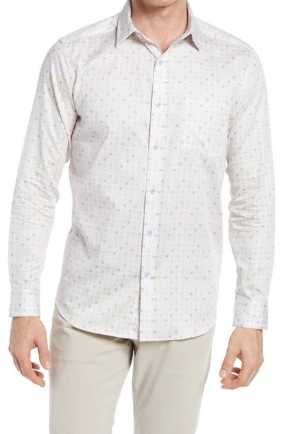 Johnston & Murphy Dot Print Button-up Shirt In Tan