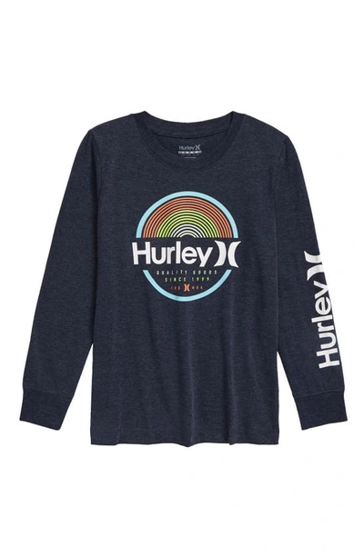 Hurley Kids' Arches Long Sleeve Graphic Tee In Obsidian Heather