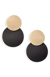 Knotty Double Disc Drop Earrings In Gold/ Black