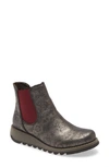 Fly London Salv Chelsea Boot In Black/ Silver Leather