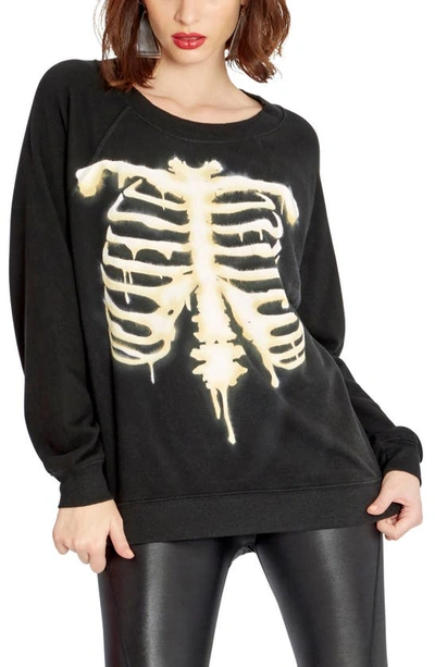 Wildfox Sommers Sweatshirt In Bleached Ribcage Dye