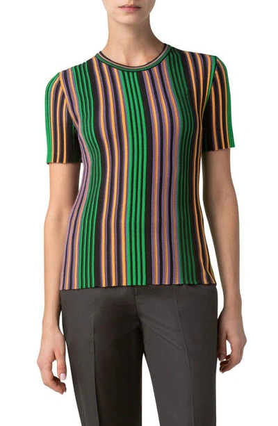 Akris Punto Multicolor Stripe Knit Top