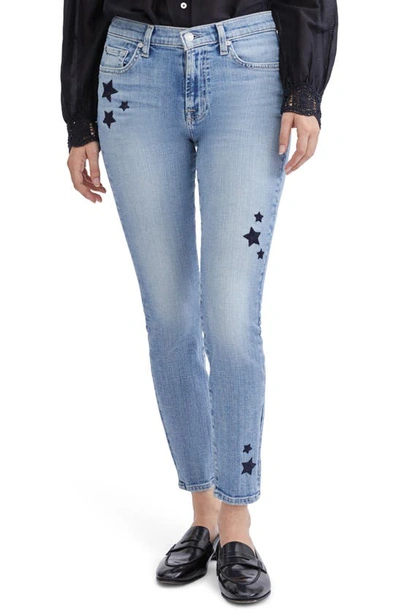 Seven Star Embroidered Ankle Skinny Jeans In Trio