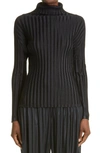 Issey Miyake Long Sleeve Turtleneck In Black