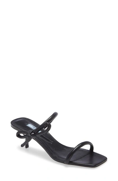 Prada 55mm Kitten-heel Bow Slide Sandals In Nero