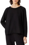 Eileen Fisher Raglan Organic Cotton Sweatshirt In Black