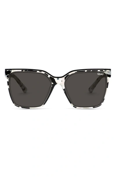 Quay Level Up 55mm Square Sunglasses In Black White Tort / Black Lens