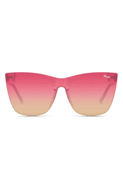 Quay Come Thru 56mm Gradient Cat Eye Sunglasses In Tort / Coral Mirror