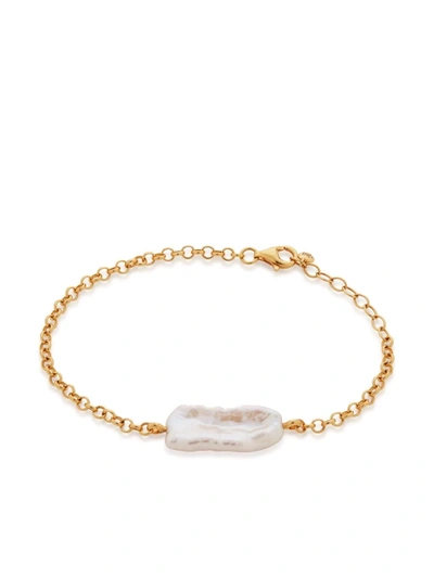 Monica Vinader Womens White Nura Biwa Pearl And 18ct Gold-plated Vermeil Sterling Silver Bracelet 1size