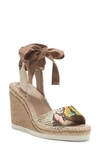 Vince Camuto Women's Bendsen Ankle-wrap Wedge Sandals Women's Shoes In Natural Multi/multi Natural/crepe